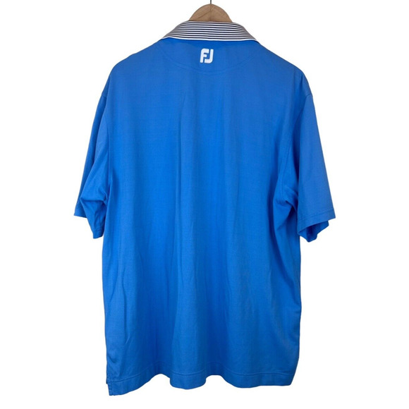 Footjoy FJ Polo Shirt Men’s L Large Blue Striped Collar Performance Stretch‎ - Picture 4 of 4